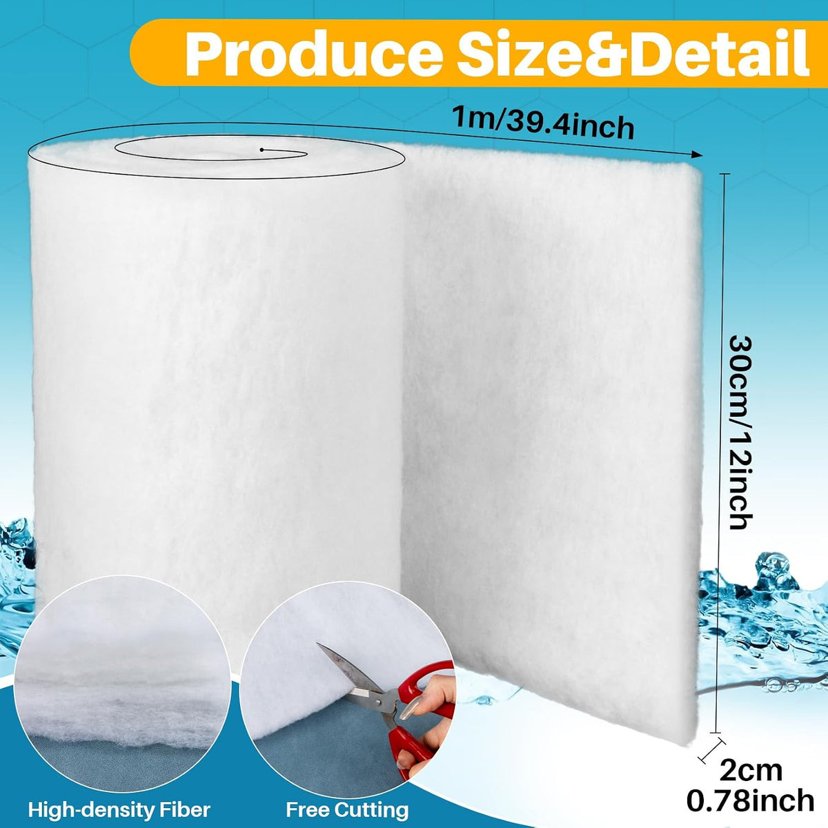 RAINFLOW Aquarium Filter Media Pad, White Filter Floss - image 2