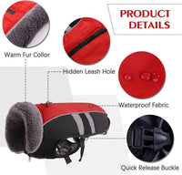 QBLEEV Warm Dog Coat, Reflective Dog Jacket - Red Black / XX-Large - image 2