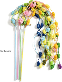 Cat Wand Toy 4 PCS Vibrant Plush Srtip Teaser Wands Interactive Cat - B - image 4