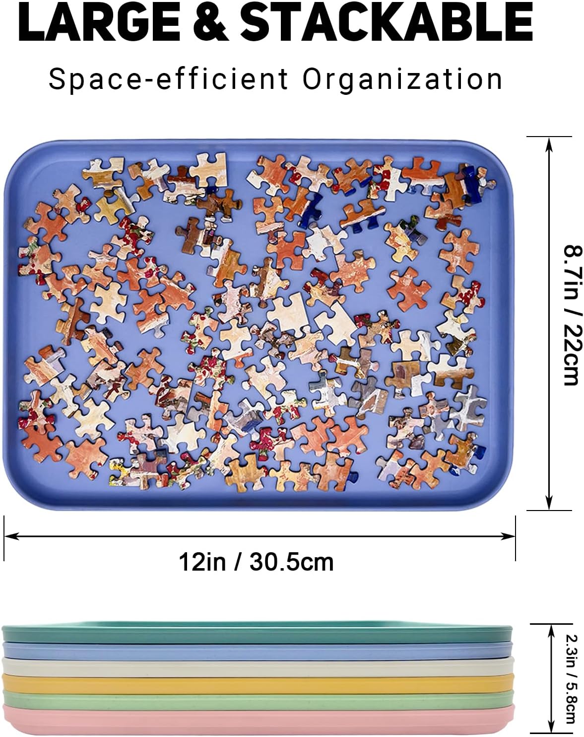 Nariolar extra-large stackable puzzle sorting trays in 6 colors - view 8