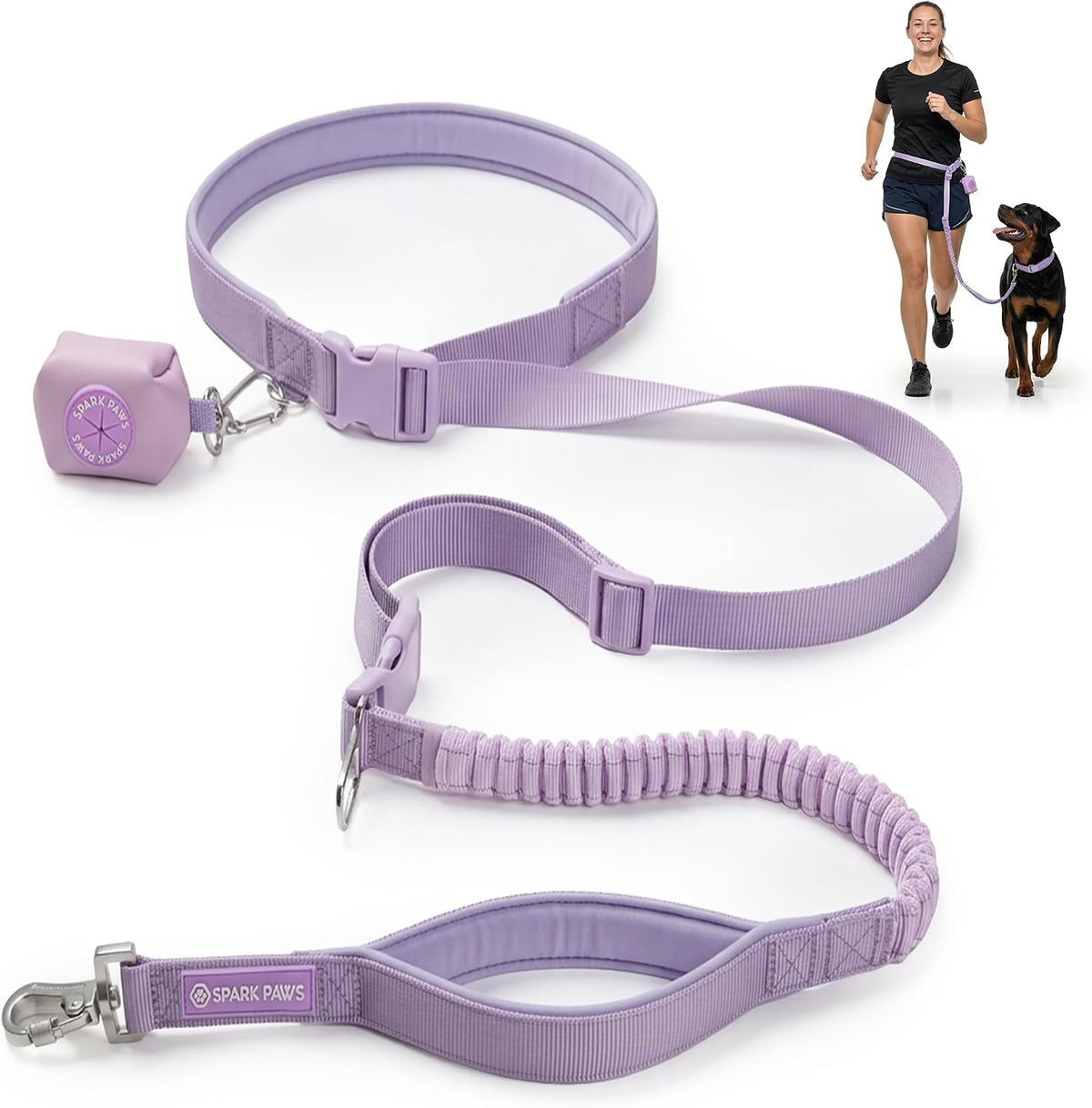Spark Paws Hands Free Dog Leash - Lilac