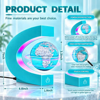 Magnetic Levitating Floating Globe with LED Lights - Cyan Globe Glowing - image 3