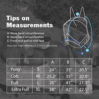 Harrison Howard Pro Luminous Horse Fly Mask Large Eye Space Half Face with Ears UV Protection for Horse Coral Orange/Navy M