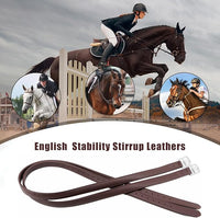 Jeereal Stability English Stirrup Leathers with Strong Nylon Core for Equestrian Riding