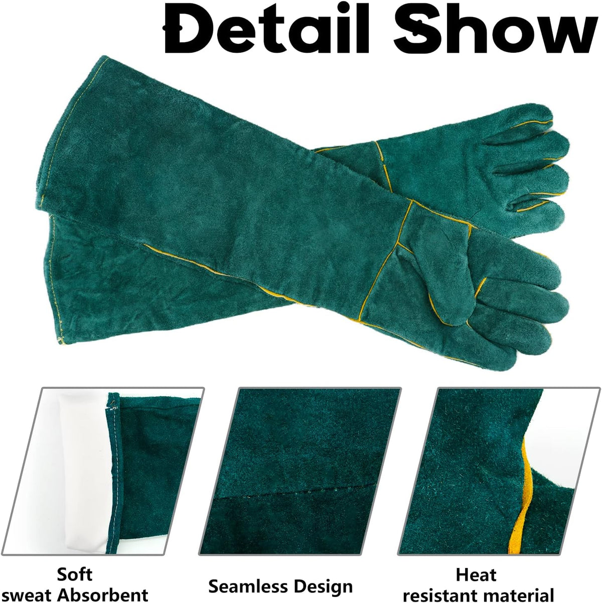 Animal Handling Gloves Bite Proof with 40inch Collapsible Snake Hook - image 4