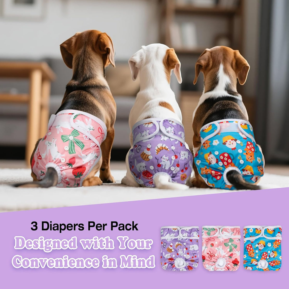 Pet Soft Female Dog Diapers, Puppy Diapers - New Animal / Medium:14''-19'' - image 3