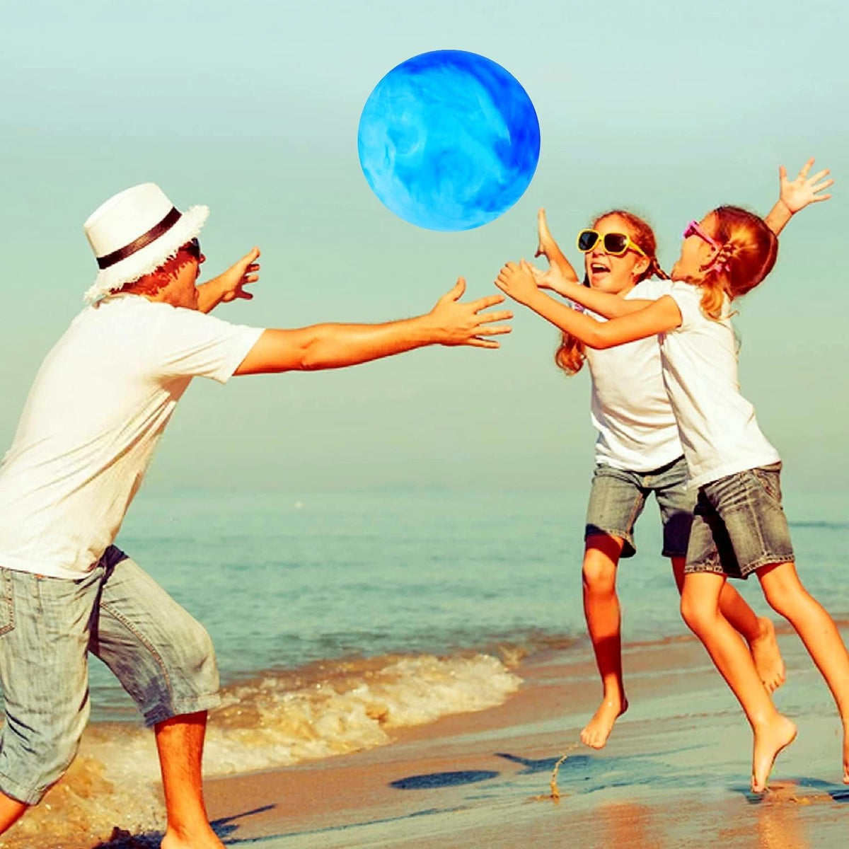 2 Pcs Playground Balls for Kids, Inflatable Bouncy Balls, Red - Red, Blue / 15 inch - image 4