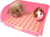 Large Rabbit Litter Box Corner Bedding Box Chinchilla Toilet Trainer - PINK