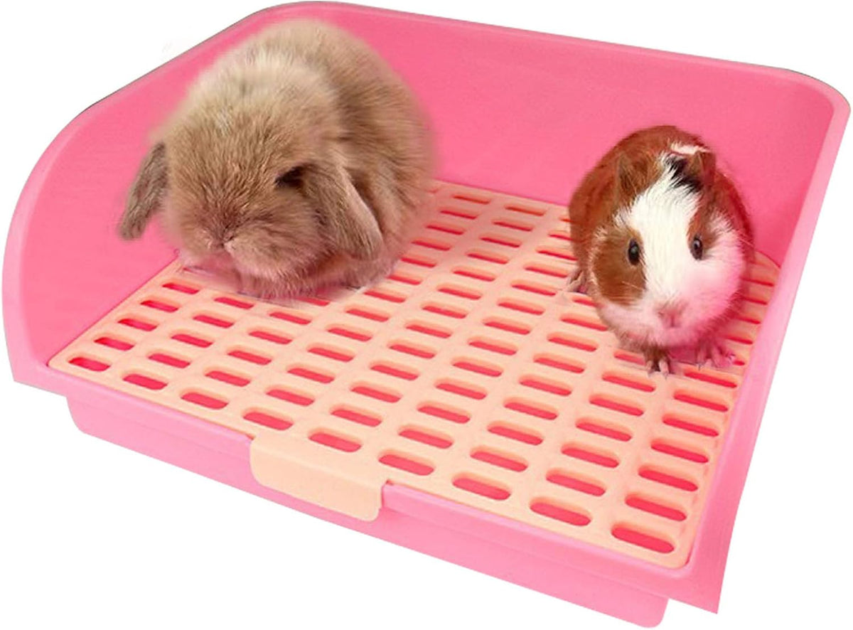 Large Rabbit Litter Box Corner Bedding Box Chinchilla Toilet Trainer - PINK