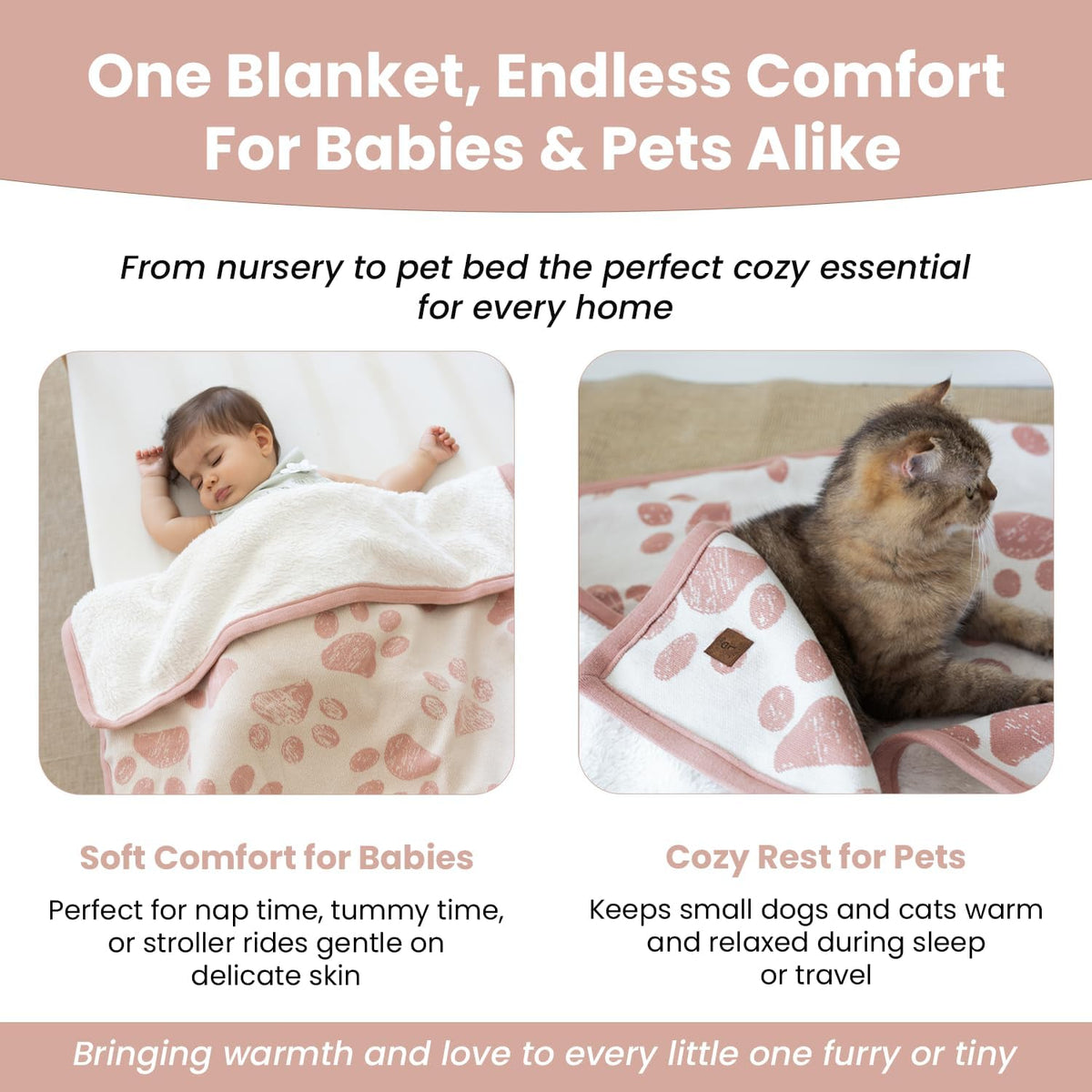 Small Pet Blanket, 100% Organic Cotton - Pink - image 3