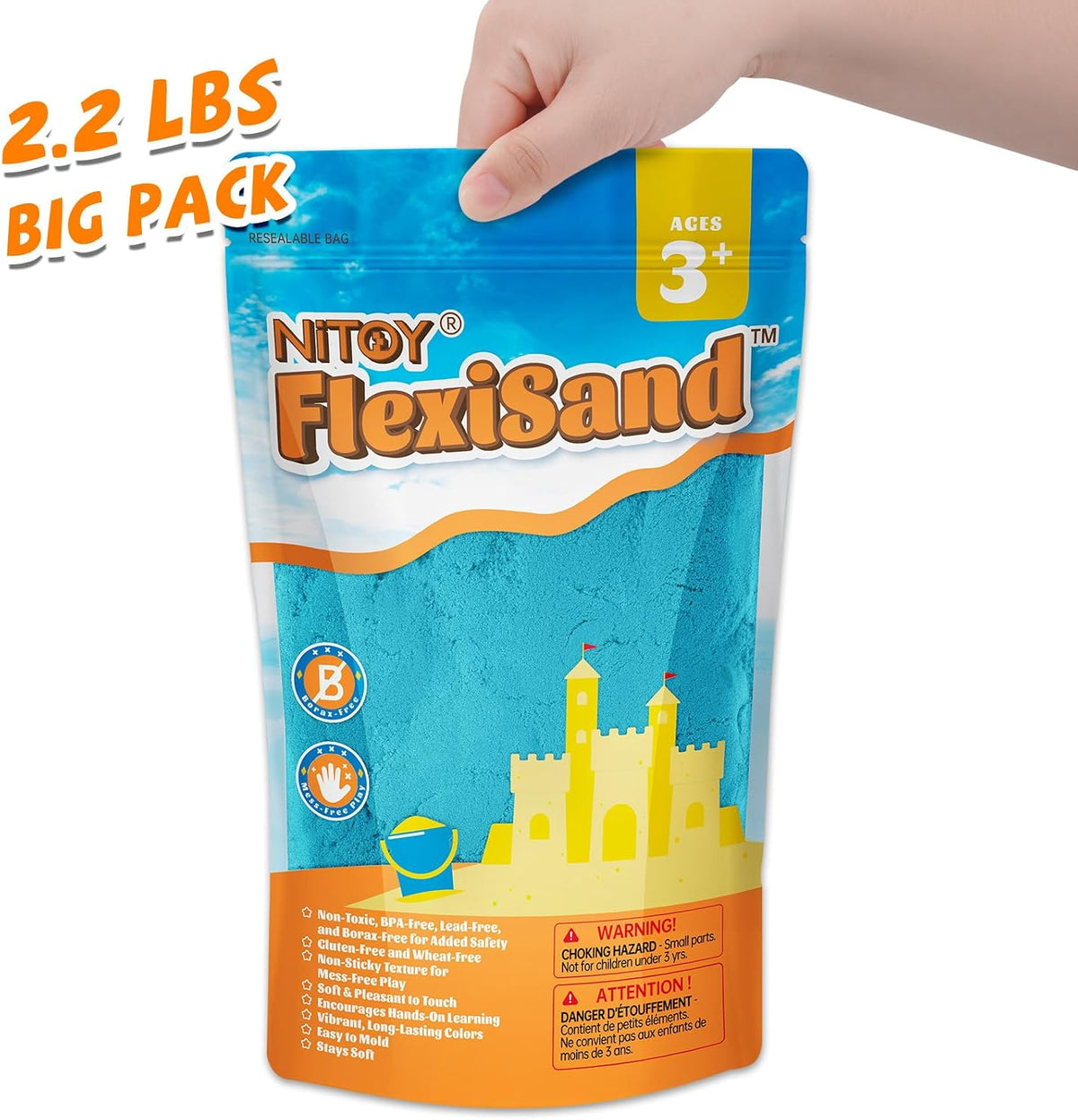 NiToy FlexiSand Toy Sand 2.2Lbs Moldable Sensory Sand for Kids - Dark Blue - image 4