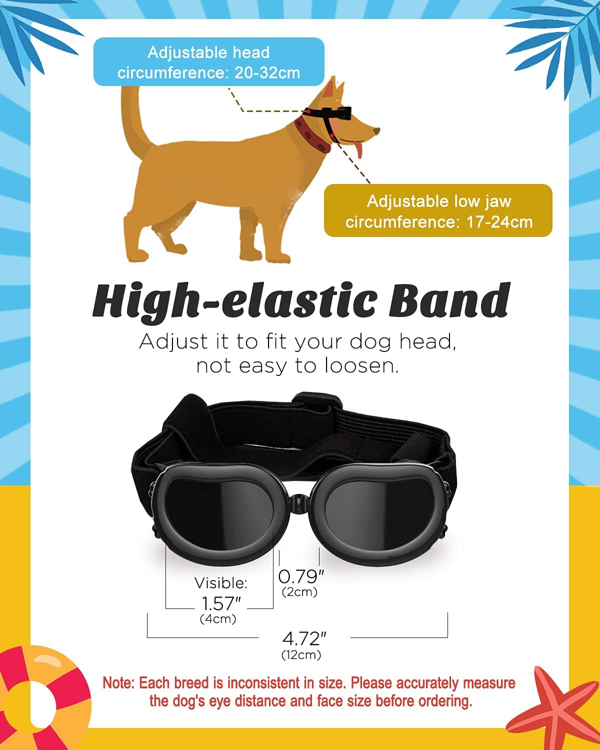 Lewondr Small Dog Sunglasses UV Protection Heart Shape Dogs Goggles - Black / Solid - image 2