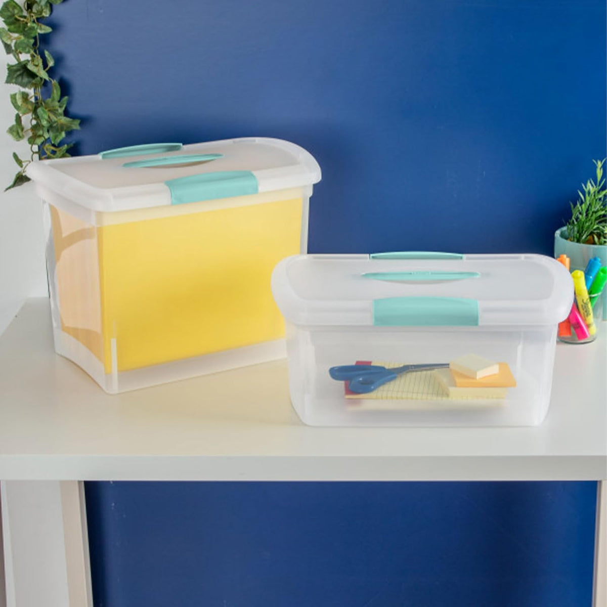 Sterilite Large Nesting ShowOffs, Clear Bin w/Latch Lid & Handle - Large / 18 Pack - image 2