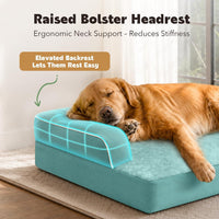 Orthopedic Washable Dog Bed with Bolster for Medium to Large Dogs – Essentials for Dogs - 42.0"L x 30.0"W x 8.0"Th / Aqua Blue - image 2