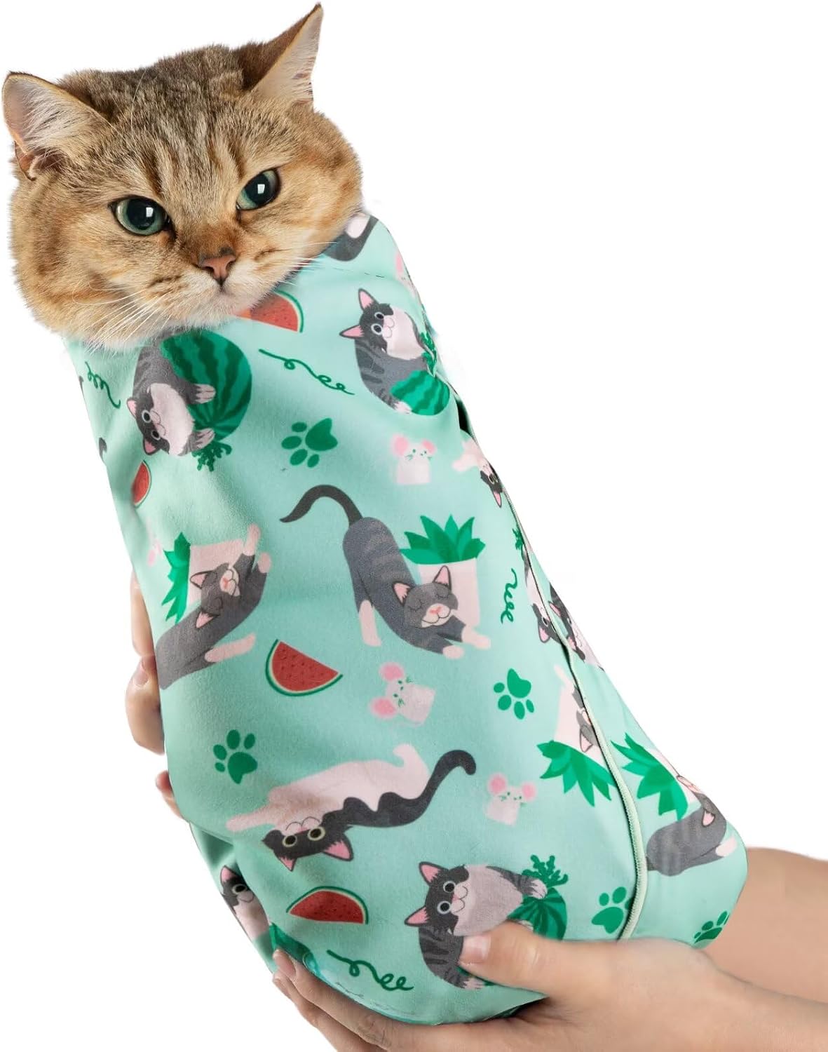 Paw Legend 27.6" Cat Wrap for Grooming Cat Wrap for Cutting Nails Cat - M(21.7'x21.7") / Summer Cat