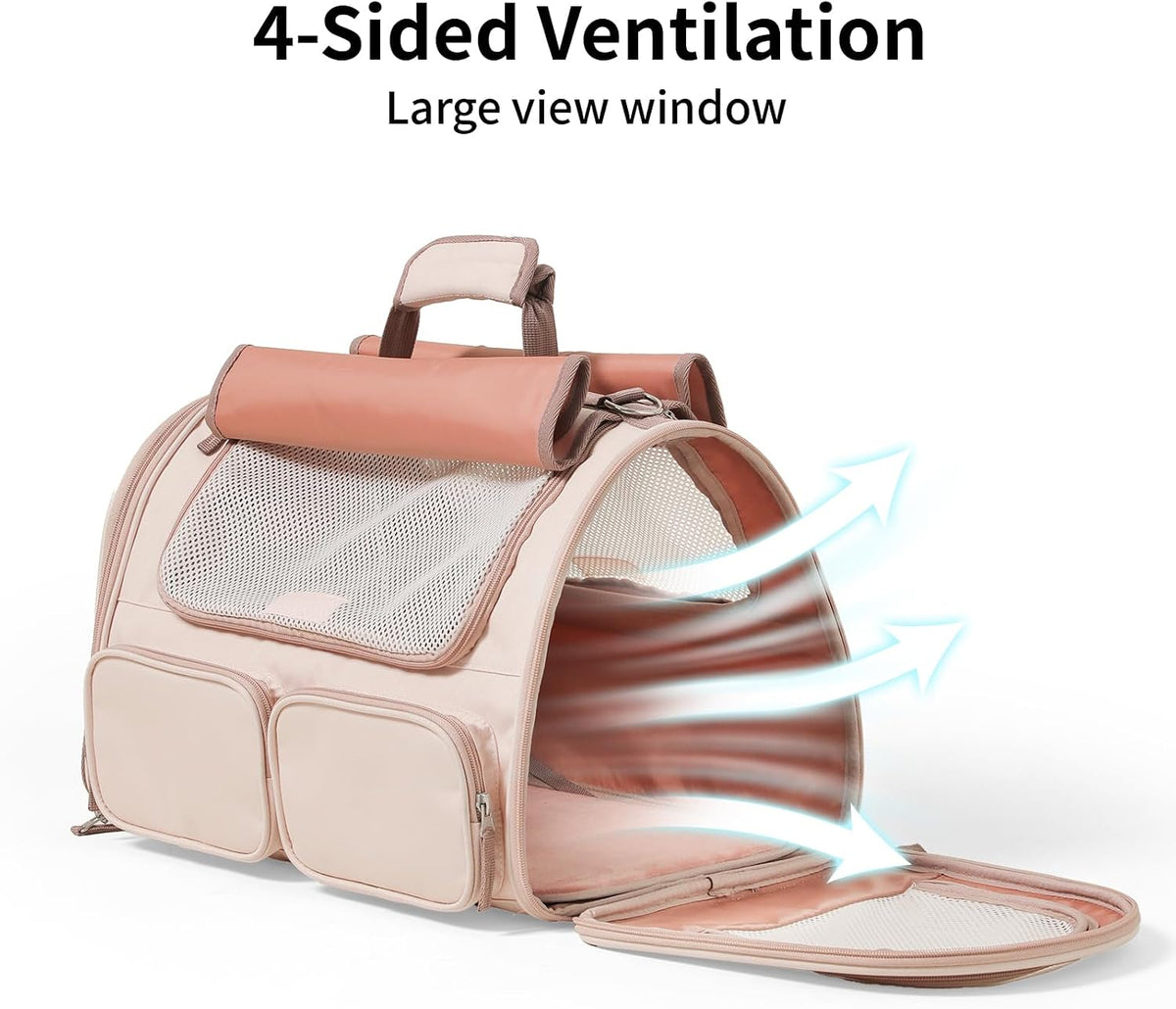 FUKUMARU Cat Carrier, Airline Approved Dog Carrier with Rollable Cover – Essentials for Cats - Pink - image 3