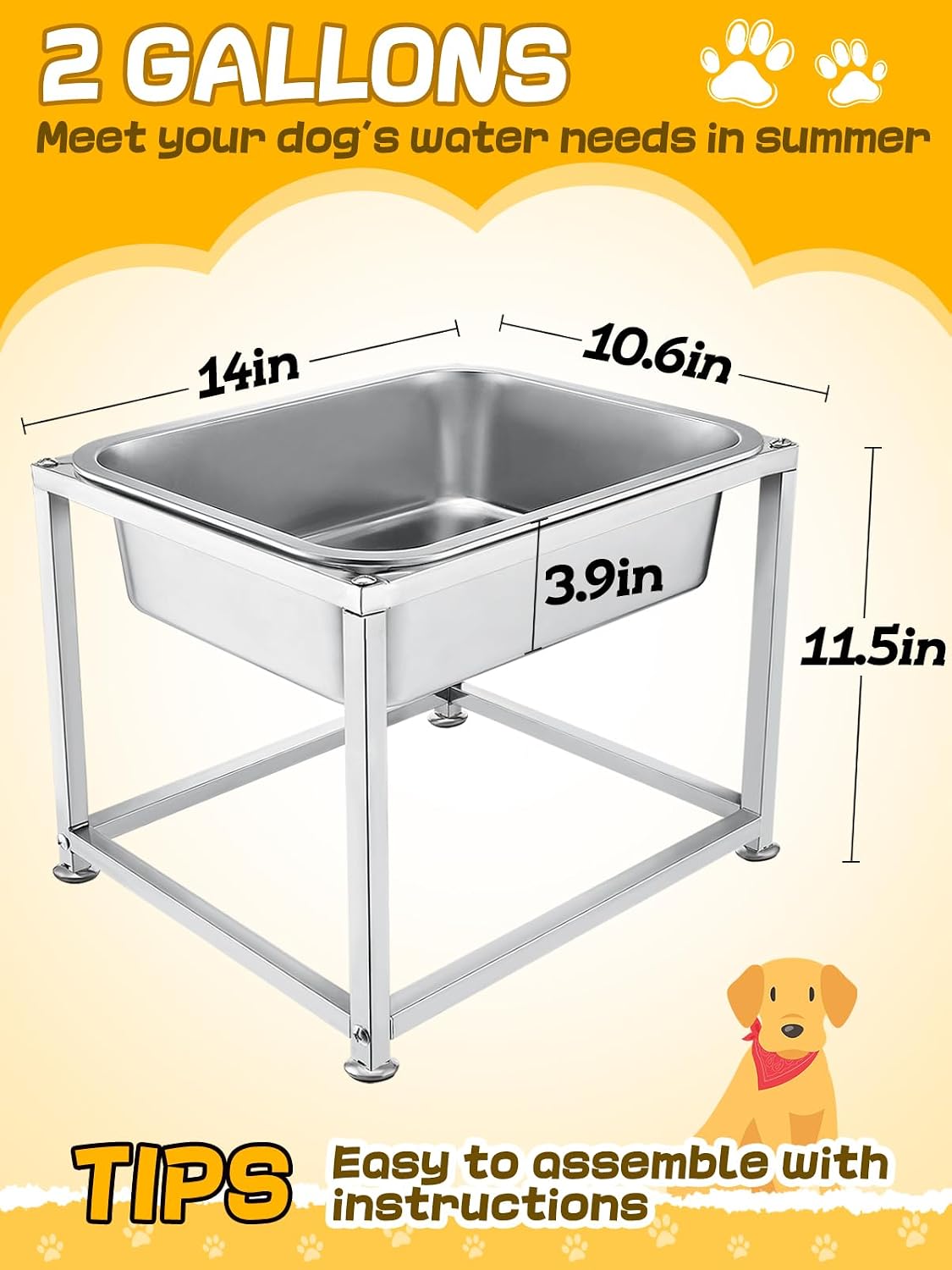 3 Gallons Large Elevated Dog Water Bowl, Relief Joint Pressure – Essentials for Dogs - 2 Gallons - image 4
