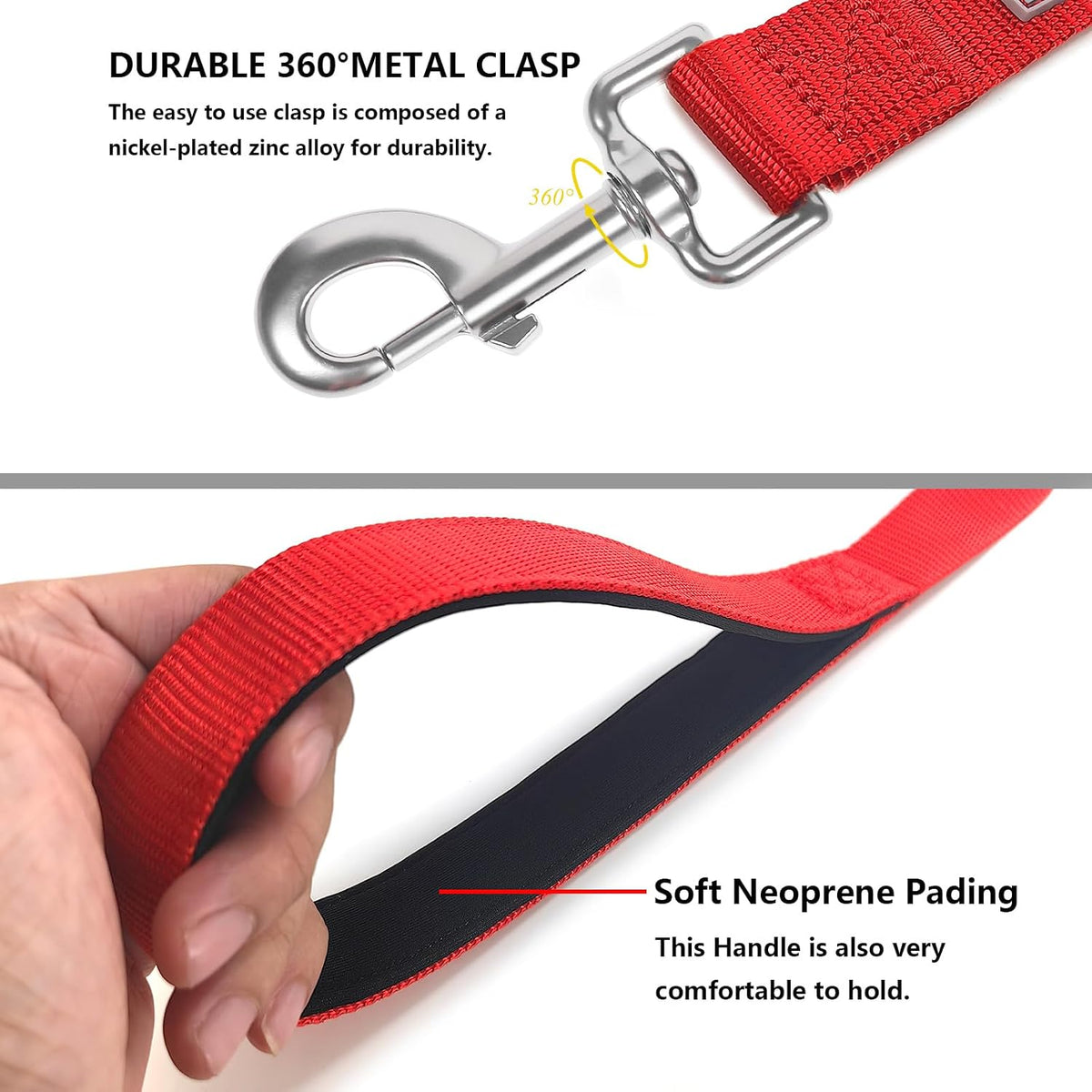 6 FT Basic Dog Leash for Medium Dogs - Red / Small : 5/8" x 6 FT - image 3