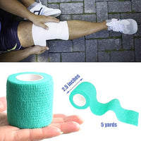 9 Pack 2" x 5 Yards Self Adhesive Bandage Wrap Self Stick Wrap for Ankle, Wrist, Finger, Sports, Breathable Cohesive Vet Tape for Pets (Middle Green)
