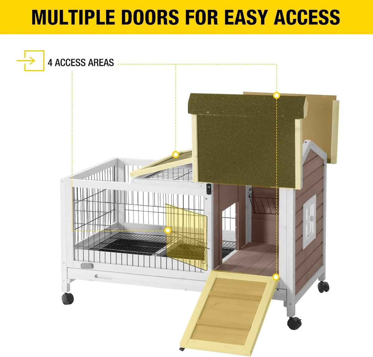 Aivituvin Pet Playpen Guinea Pig Cage Small Animal Rabbit Exercise - M Size - 40.6"L Rabbit Hutch(Brown) - image 2