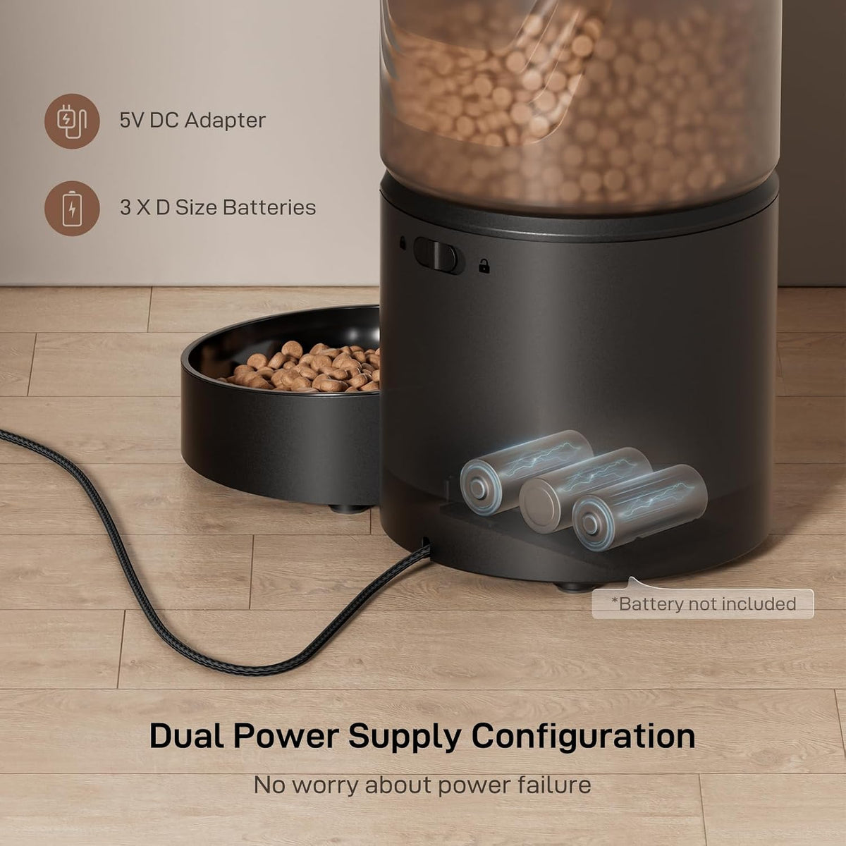 IMIPAW PET Automatic Cat Feeder: 3L Auto Food Dispenser with Timed - Black - image 3