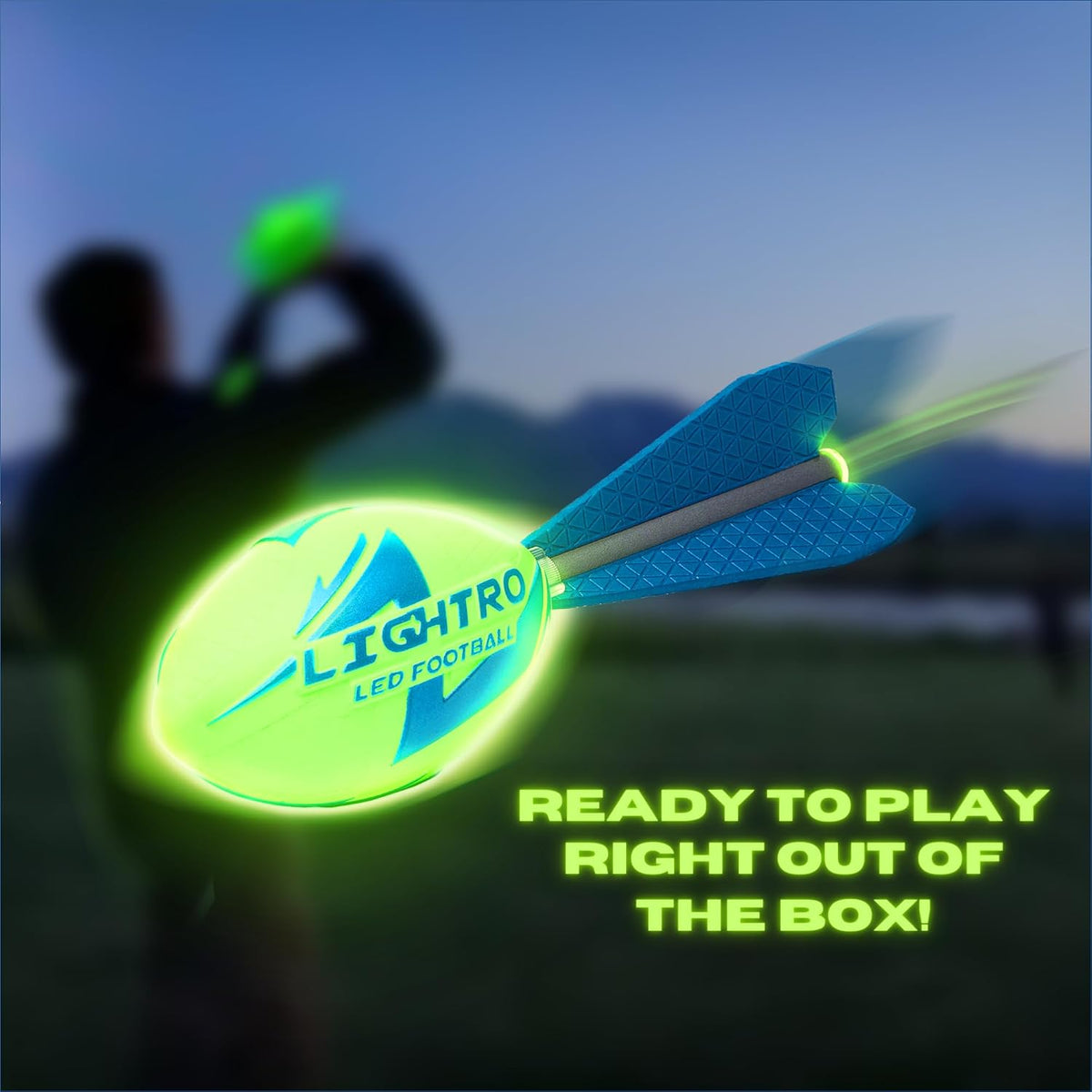 LIGHTRO foam glow in the dark football with smart LEDs and lit tail - view 4