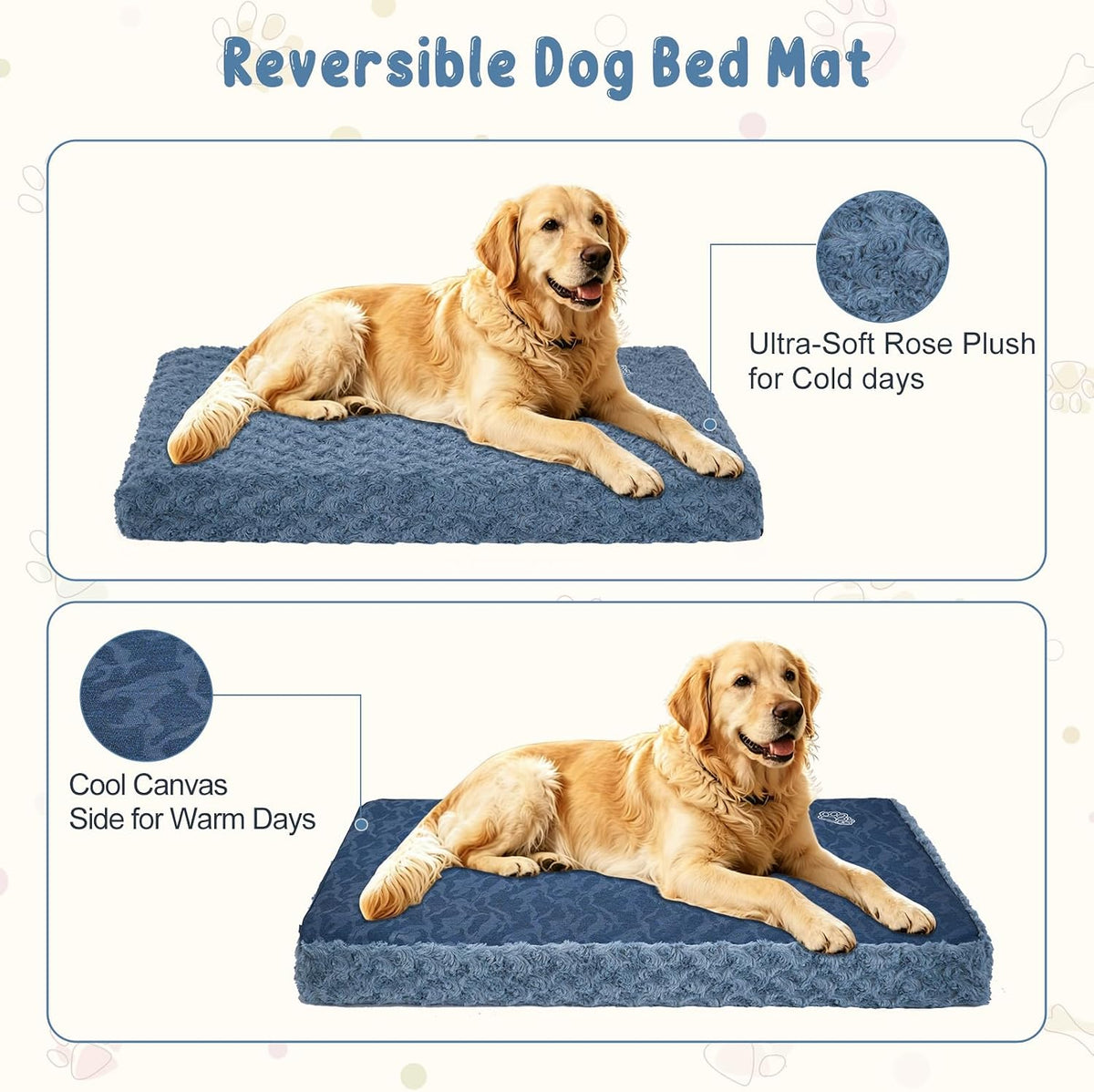 EMPSIGN Dog Bed Mat Crate Pad Mattress, Ultra Soft Pet Kennel - Navy/Grey / XL(41"*28"*3") - image 3