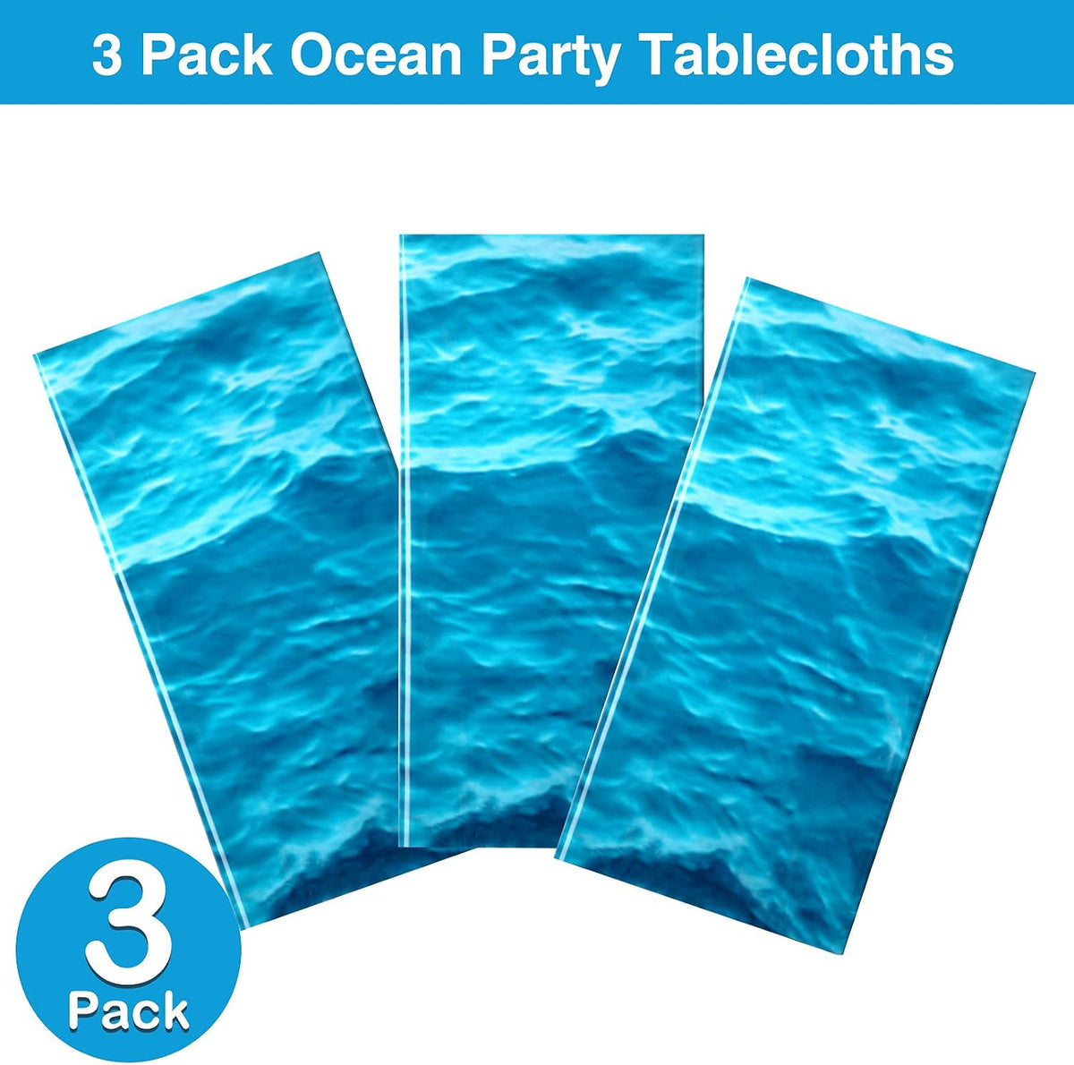 Irenare 2 Pieces Ocean Plastic Tablecloth 54 x 108 Inch Blue – Fun for Kids & Family - 3 / 54 x 108 Inch (Rectangular) - image 3