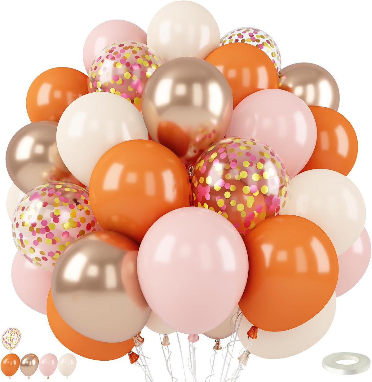 Sage Green Brown Balloons - Orange Nude Pink Gold