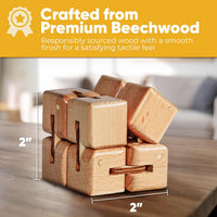 BunMo Wooden Fidget Cube, Beechwood Infinity Cube Fidget Toy - image 2