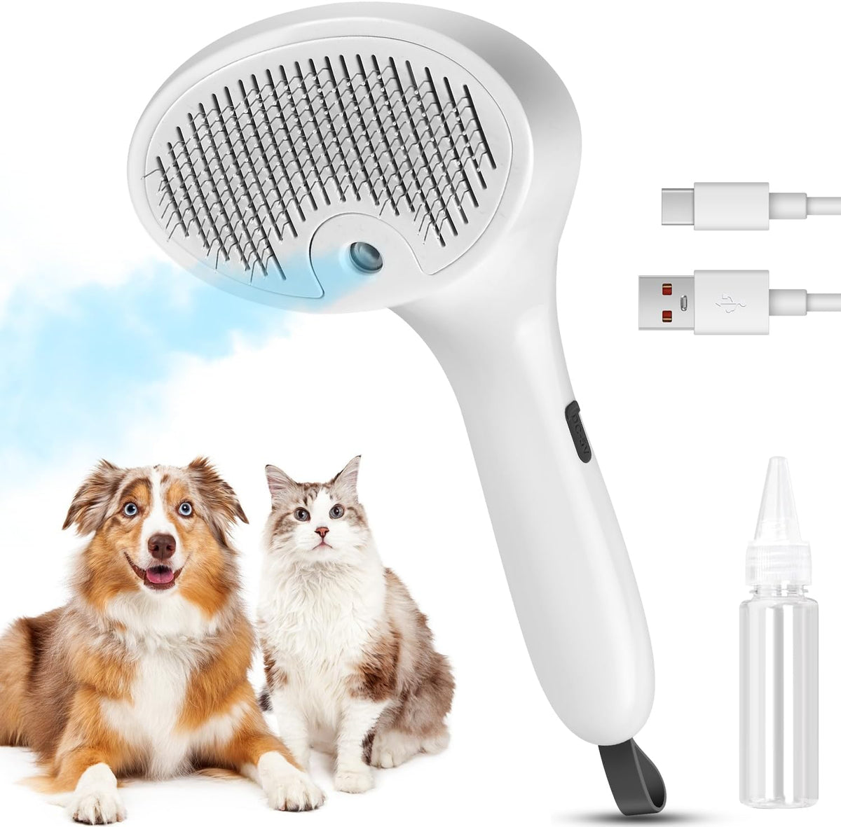 3-in-1 Self Cleaning Cat Brush for Indoor Cats & Dogs Shedding - Off-white