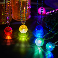 Henoyso 6 pack light up disco ball necklaces in silver with colorful LED lights - view 12