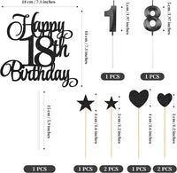 18th Birthday Cake Decorations - Black - image 2