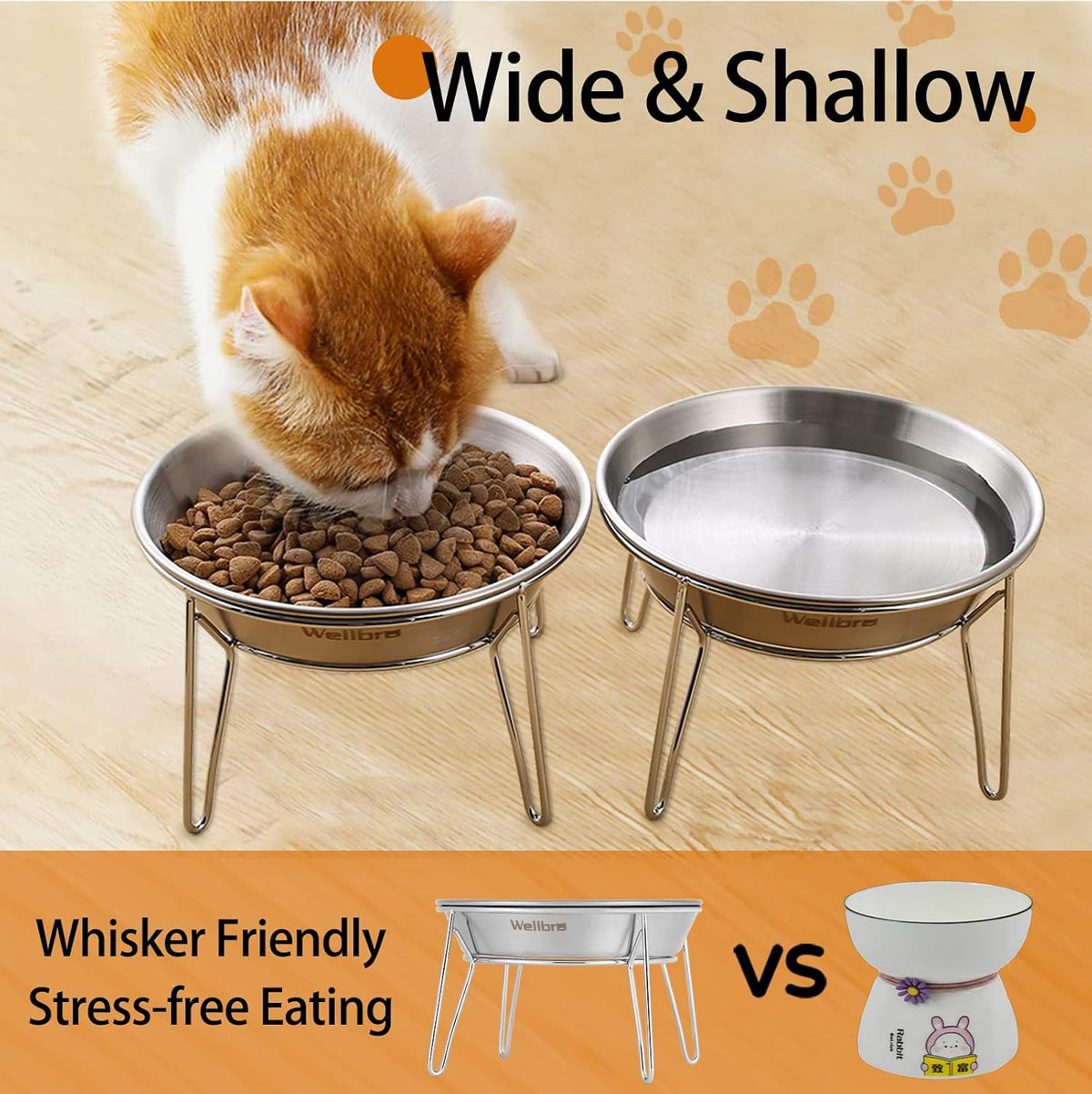 Elevated Cat Bowls, Wide Stainless Steel Cat Food Bowls with Metal Stand Whisker Stress-Free - 4 pack raised bowls - image 3