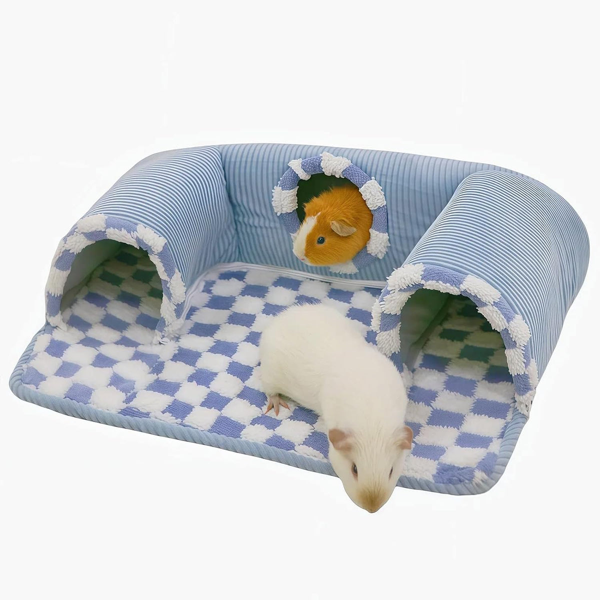 Guinea Pig Hideout Tunnel with Warm Bed for Small Pet 3 Cave Small - blue