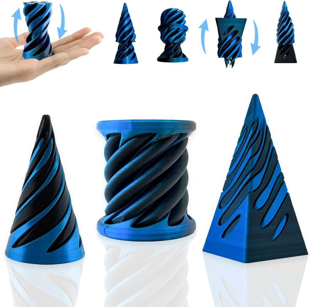 Valentines Day Gift for Kids 3 Packs Impossible Cone - Black and Blue