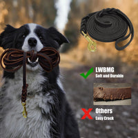 LWBMG Long Leather Dog Leash 10ft, Long Line Pet Leashes - 20ftx1/2'' / Black - image 4