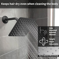 Matte Black Shower System Set Temperature Display Push Button Shower Faucet with 12 inch and 8 inch Wall Mount Full Body Shower Head and Handheld Shower