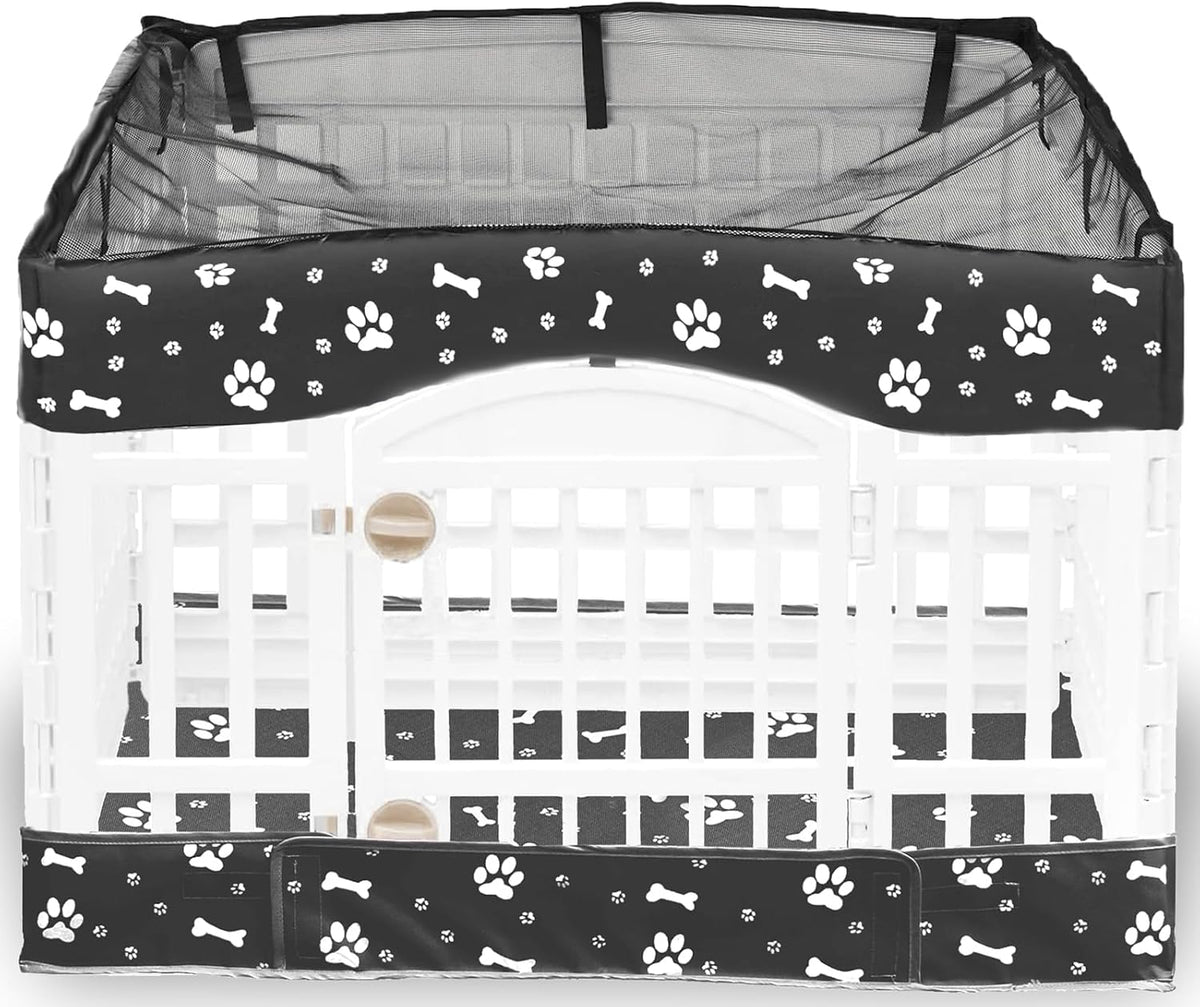 2 Pack Dog Playpen Cover and Bottom Pad Fits for 36 Inch 4 Panels Pet - Black