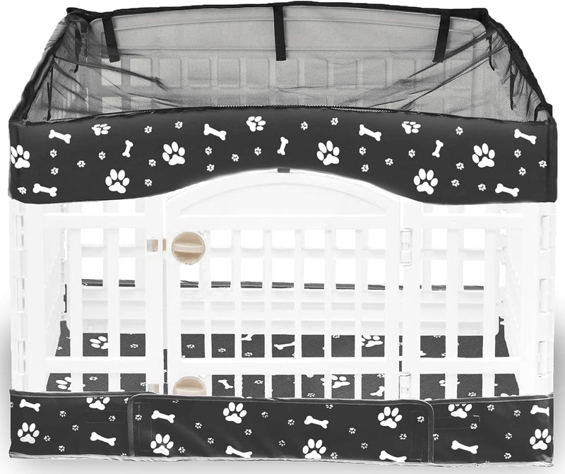 2 Pack Dog Playpen Cover and Bottom Pad Fits for 36 Inch 4 Panels Pet - Black
