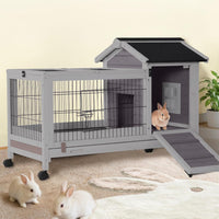 Indoor Rabbit Hutch Bunny Cage with 4 Casters