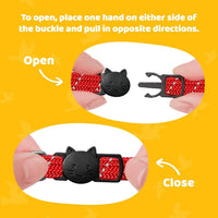 Reflective Breakaway Cat Collar with Bell, Safe Design - Red - image 4