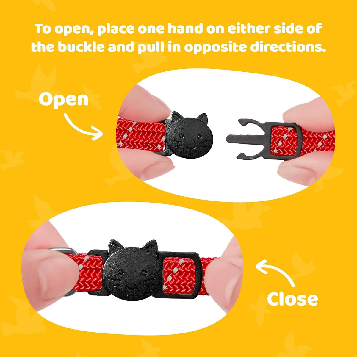 Reflective Breakaway Cat Collar with Bell, Safe Design - Red - image 4