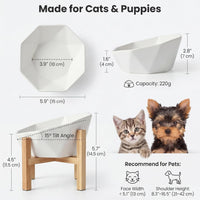 Ceramic Tilted Raised Cat Bowl - White with stand - image 2