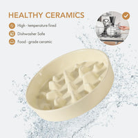 Ceramic Slow Feeder Dog Bowls - Light Yellow / 8.2inch-C - image 4