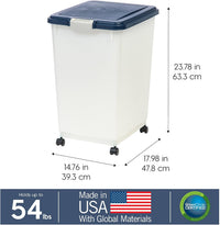 IRIS USA Airtight Pet Food Storage Rolling Container - 54 lbs / Navy - image 3