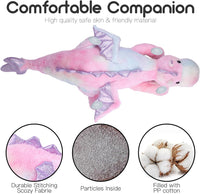 ARELUX Large 36in Cute Dragon Stuffed Animals Plush Toy Soft Matcha - Colorful Pink / 36inch - image 4