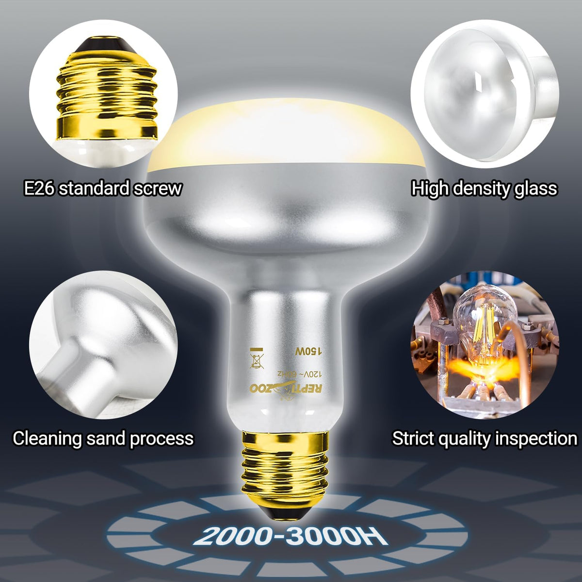 REPTI ZOO 2 Pack Heat Lamp 100W - Natural Basking Light Bulb 150W - image 3