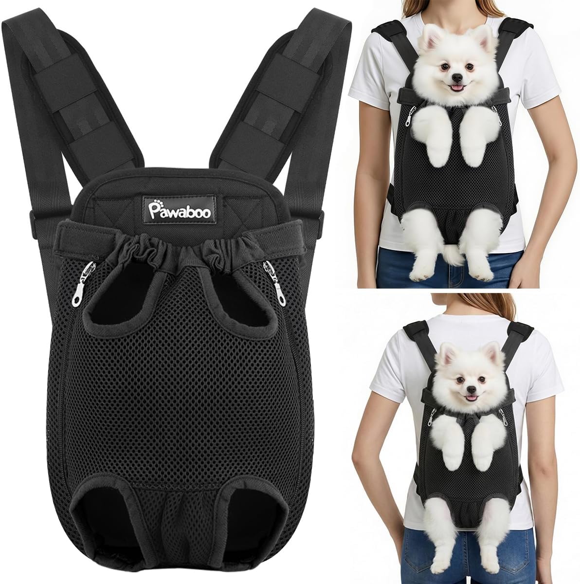 Pawaboo Pet Dog Carrier Backpack - Black / XL