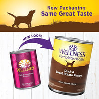Wellness Complete Health Natural Wet Canned Dog Food, Duck & Sweet Potato, 12.5-Ounce Can (Pack of 12)